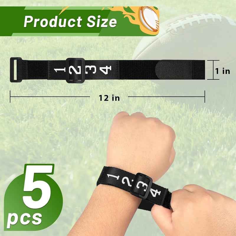 HIGHRAZON 5 Pcs Football Numbered Wrist Down Indicator Down Marker Referee Wristband Indicator Yard Markers Referee Gear, Officials Equipment for Football Games - Image 3